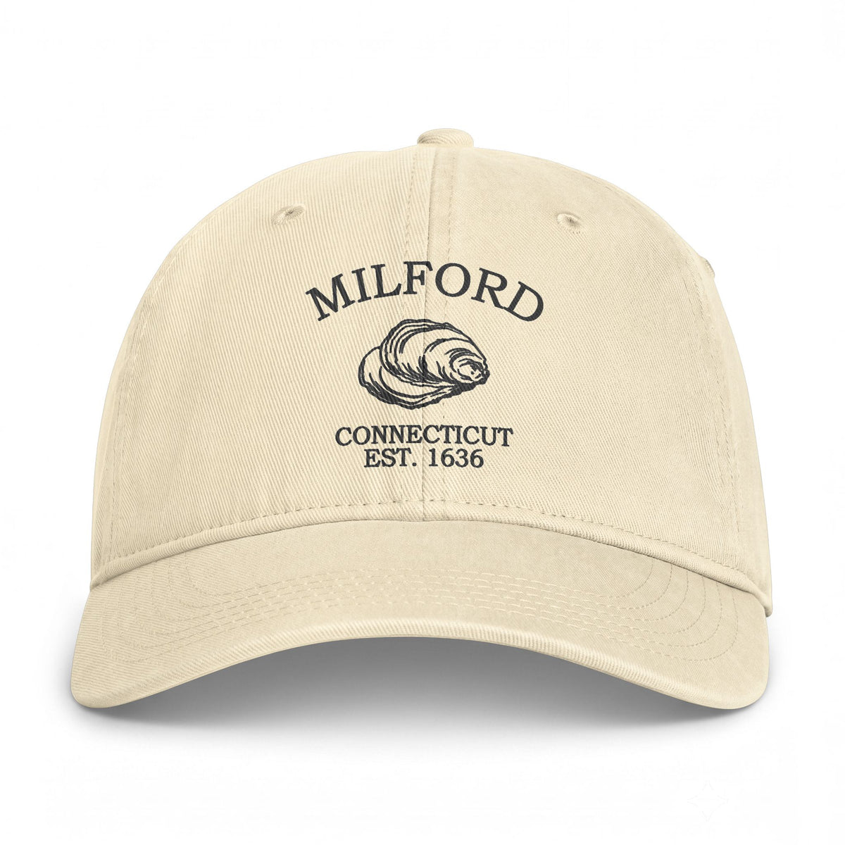 Milford Connecticut Distressed Cotton Cap - Charcoal Print Logo