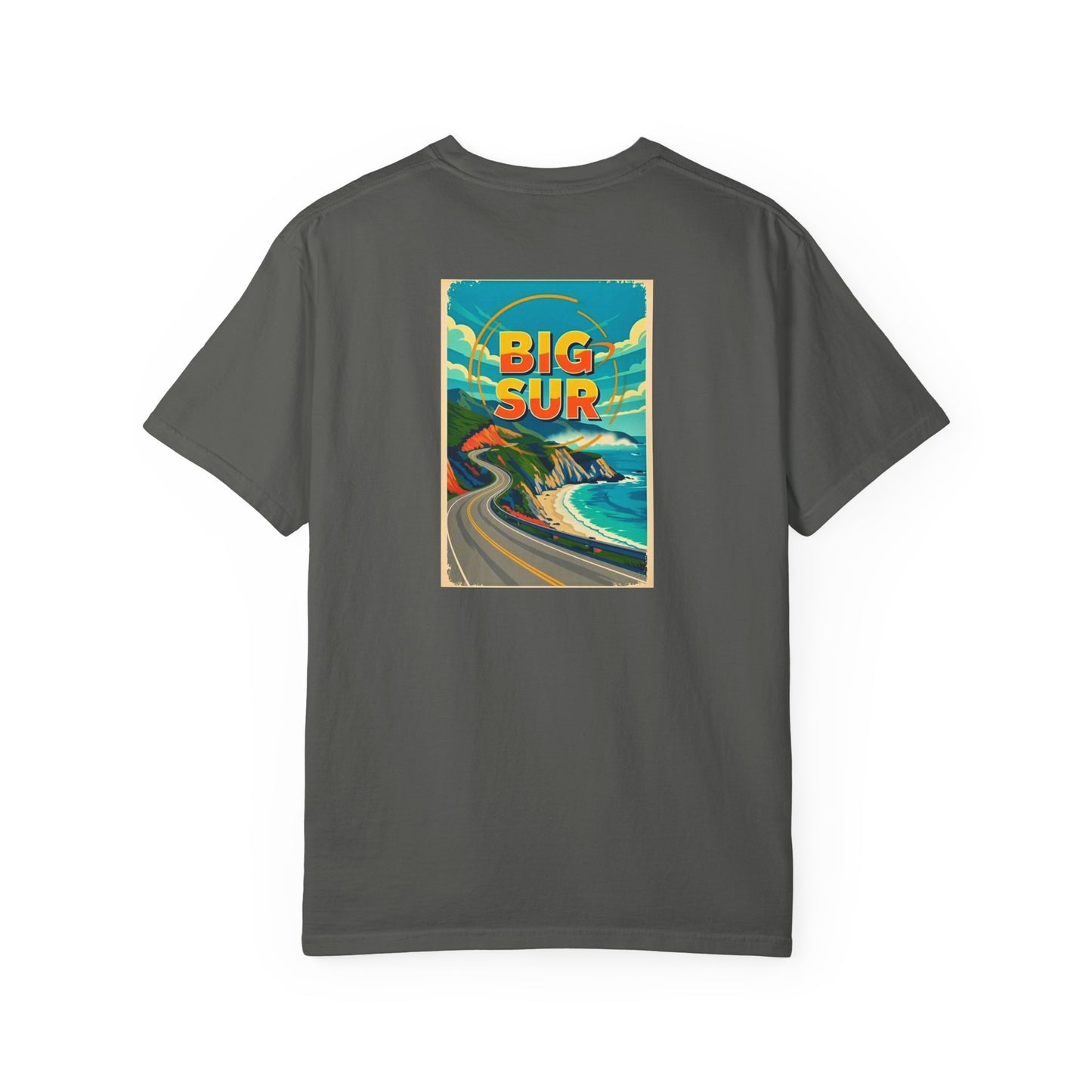 Big Sur California Vintage Retro Back Printed Art Series Cotton Tee - Black Logo