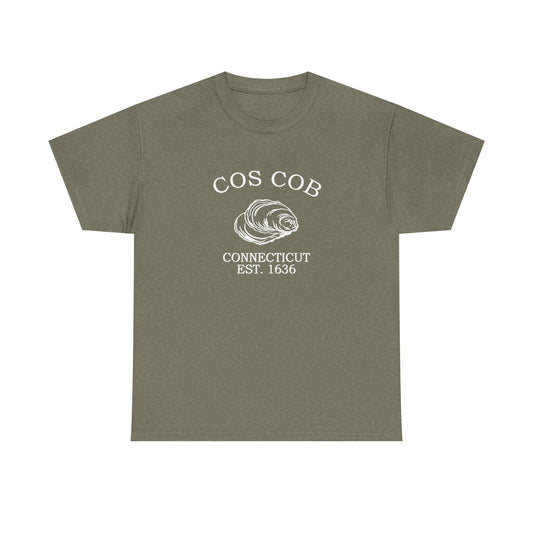 Cos Cob Connecticut Vintage Retro Unisex Heavy Cotton Tee - White Logo
