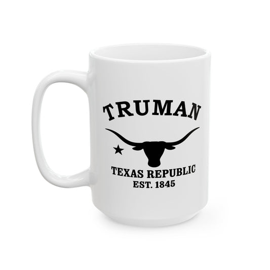 Truman Texas Vintage Retro Ceramic Mug - Black Logo