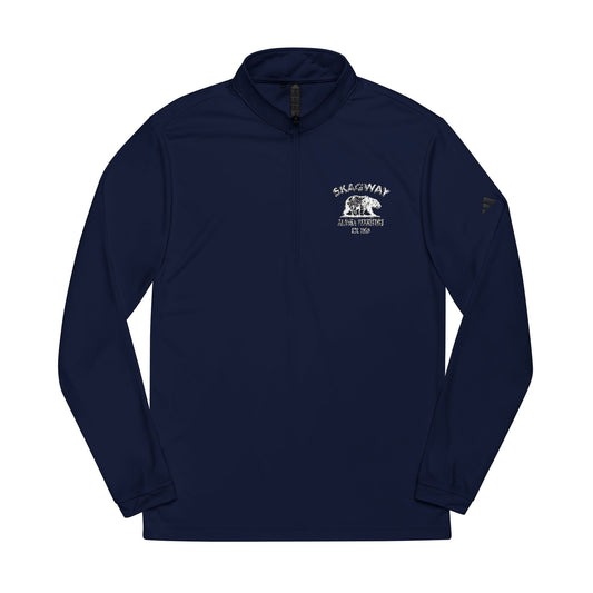 Skagway Alaska Vintage Retro Quarter-Zip Embroidered Pullover - White Logo