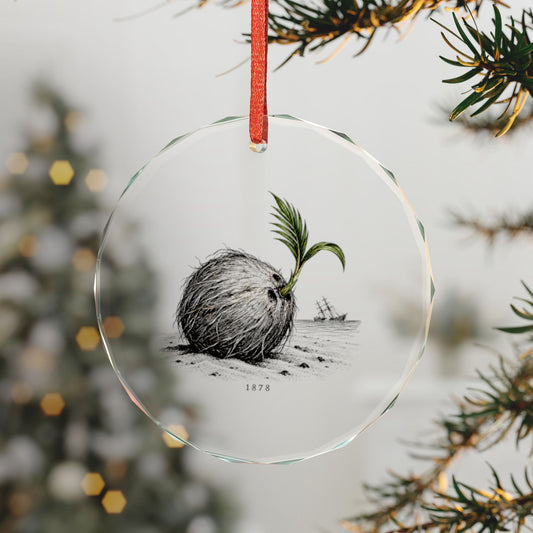 Palm Beach, Florida Holiday Ornament — The Shipwreck That Planted a Town — 3-inch faceted crystal glass ornament in white gift box