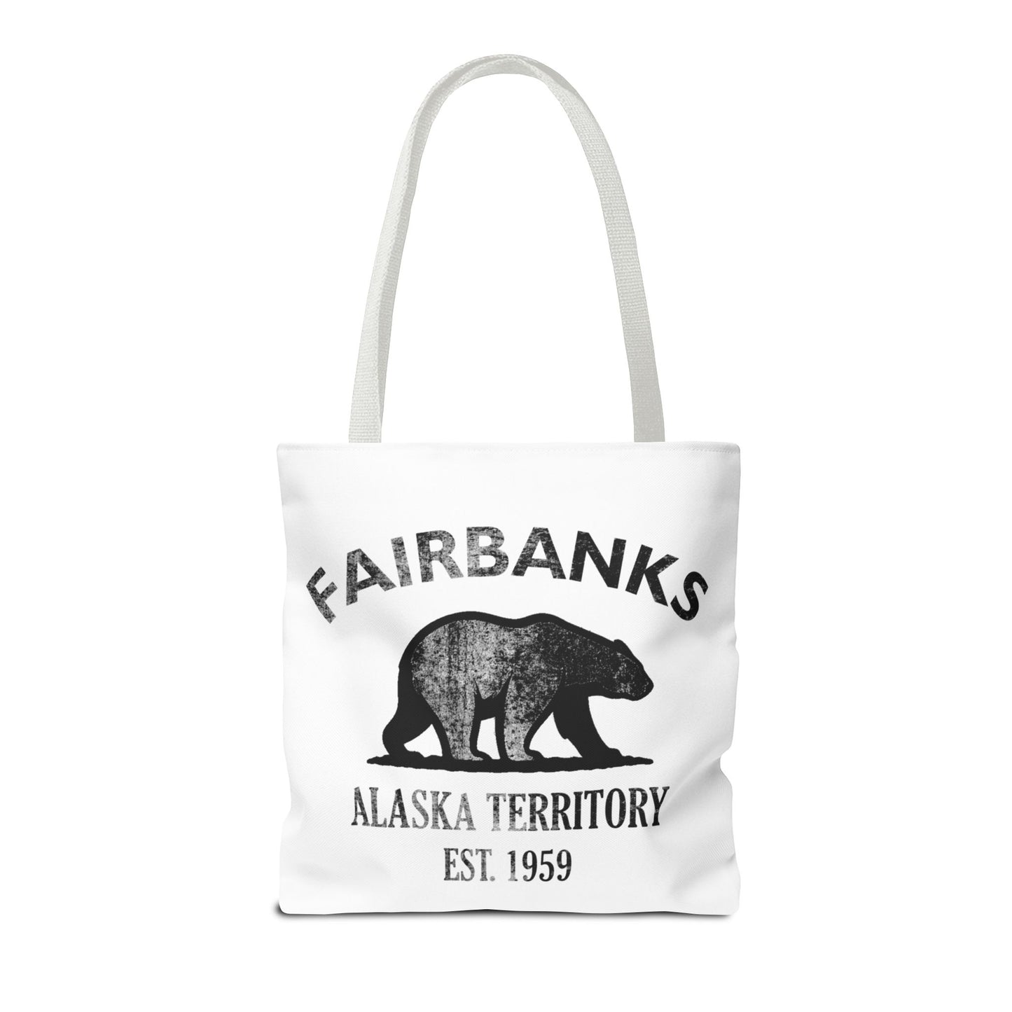 Fairbanks Alaska Vintage Retro Light Canvas Tote - Black Logo