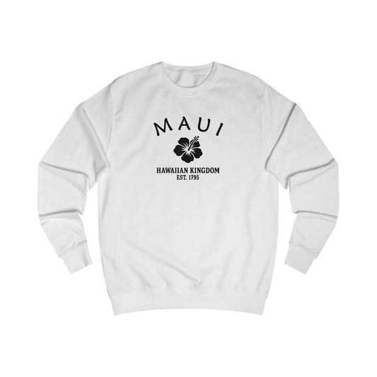 Maui Hawaii Vintage Retro Premium Crewneck Sweatshirt - Black Logo - Arctic White