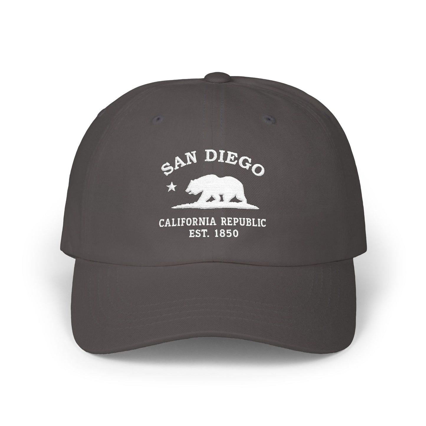 San Diego California Classic Embroidered Vintage Retro Cotton Cap - White Logo
