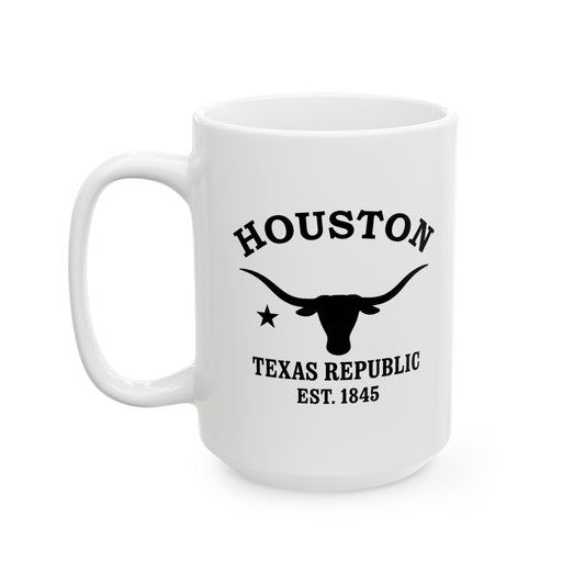Houston Texas Vintage Retro Ceramic Mug - Black Logo