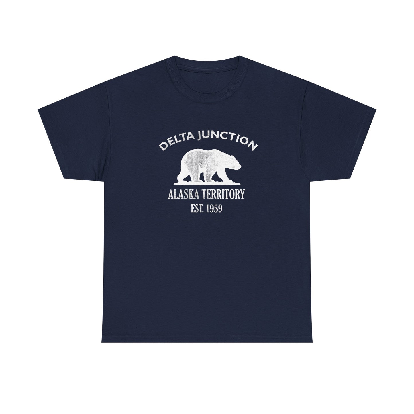 Delta Junction Alaska Vintage Retro Unisex Heavy Cotton Tee - White Logo
