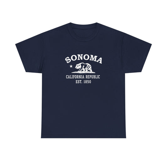 Sonoma California Vintage Retro Unisex Heavy Cotton Tee - White Logo