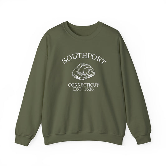 Southport Connecticut Vintage Retro Unisex Heavy Crewneck Sweatshirt - White Logo