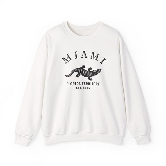 Miami Florida Vintage Retro Unisex Heavy Crewneck Sweatshirt - Black Logo