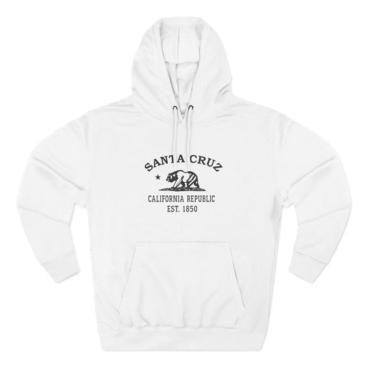 Santa Cruz California Vintage Retro Unisex Heavy Cotton Hoodie - Black Logo