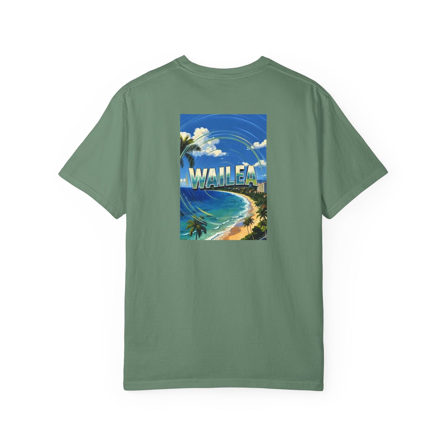 Wailea Hawaii Vintage Retro Back Printed Art Series Cotton Tee - Black Logo