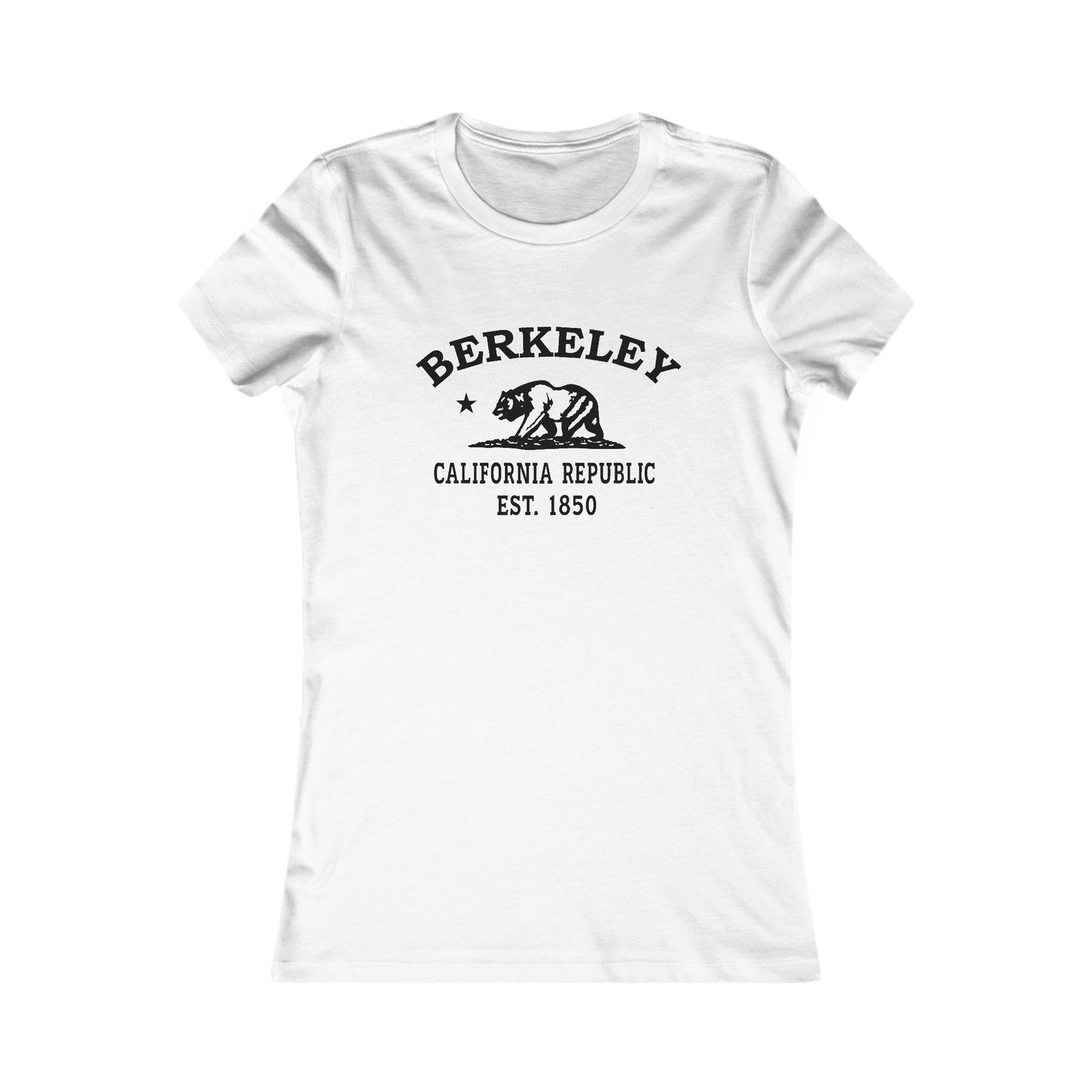 Berkeley California Vintage Retro Womens Fitted Ringspun Cotton Tee - Black Logo