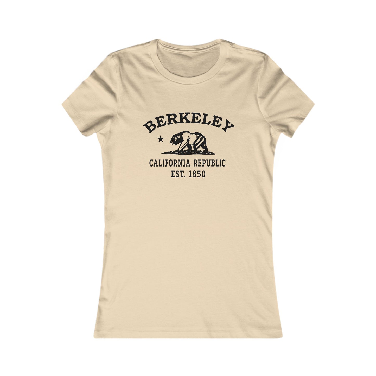 Berkeley California Vintage Retro Womens Fitted Ringspun Cotton Tee - Black Logo