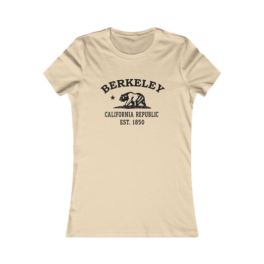 Berkeley California Vintage Retro Womens Fitted Ringspun Cotton Tee - Black Logo