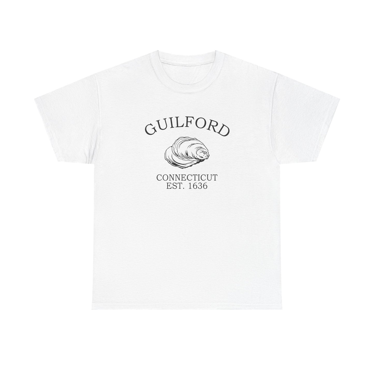 Guilford Connecticut Vintage Retro Unisex Heavy Cotton Tee - Black Logo