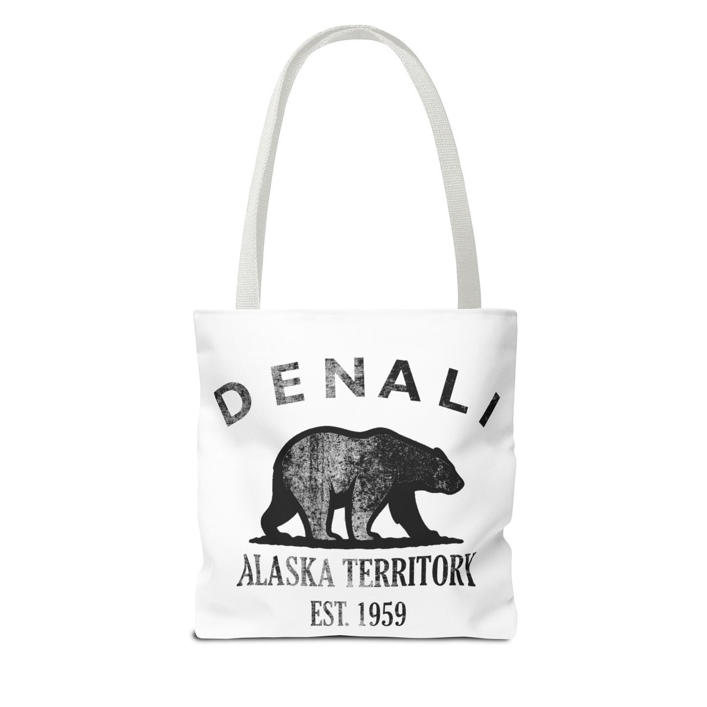 Denali Alaska Vintage Retro Light Canvas Tote - Black Logo