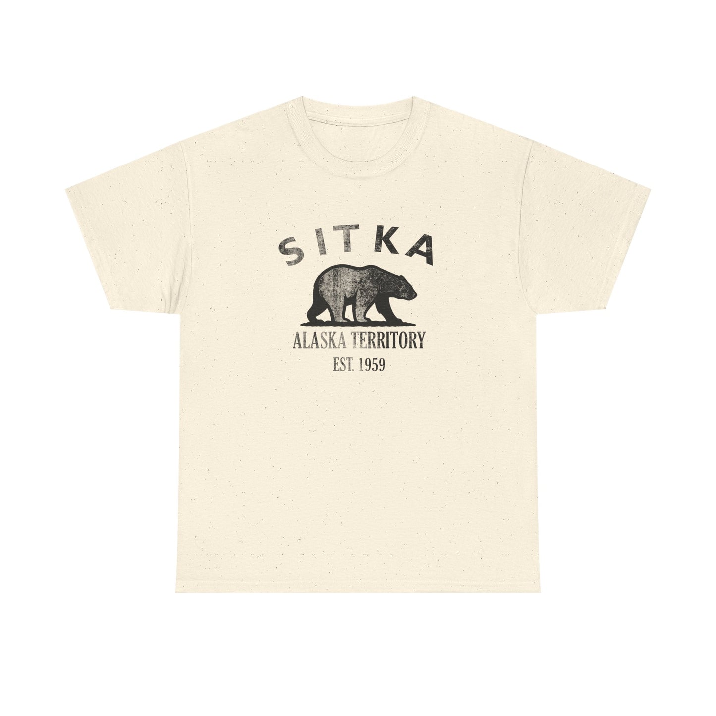 Sitka Alaska Vintage Retro Unisex Heavy Cotton Tee - Black Logo