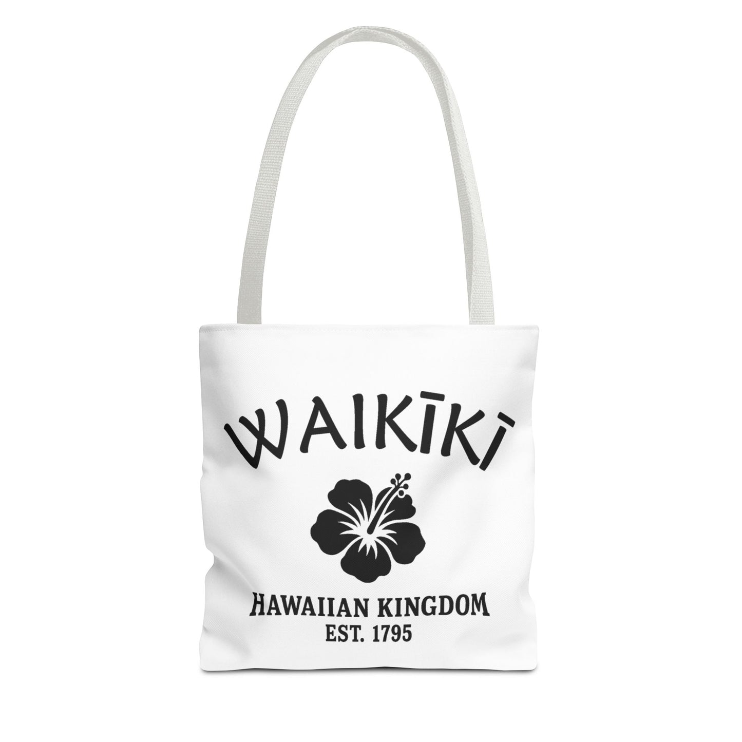 Waikiki Hawaii Vintage Retro Light Canvas Tote - Black Logo