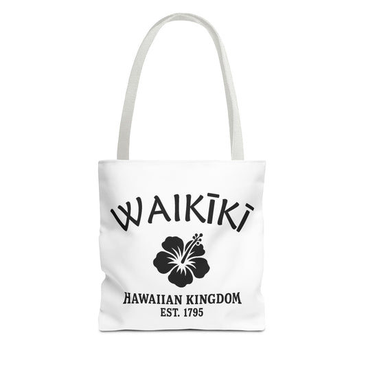 Waikiki Hawaii Vintage Retro Light Canvas Tote - Black Logo