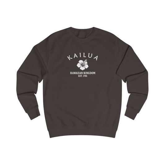 Kailua Hawaii Vintage Retro Premium Crewneck Sweatshirt - White Logo - Bottle Green