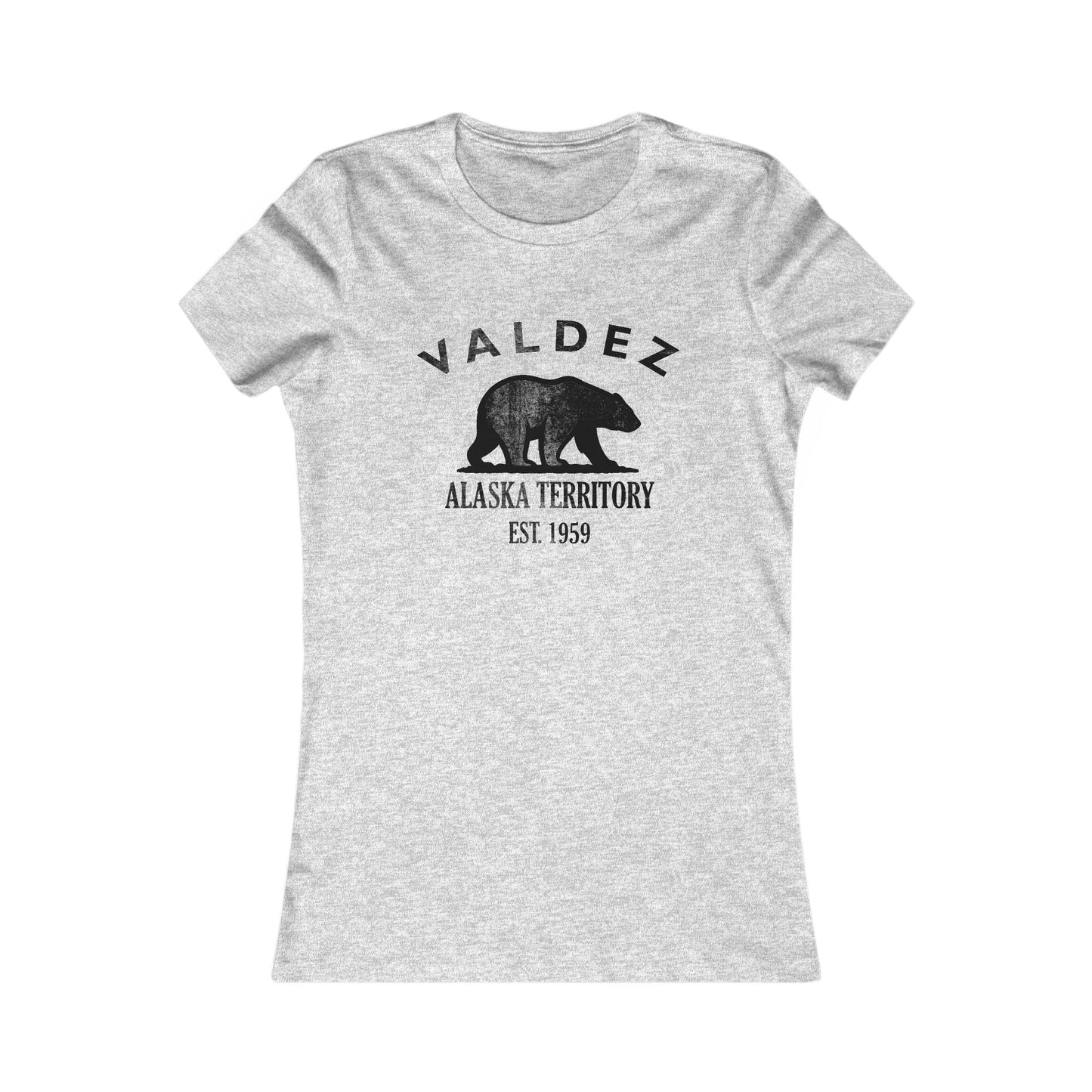 Valdez Alaska Vintage Retro Womens Fitted Ringspun Cotton Tee - Black Logo