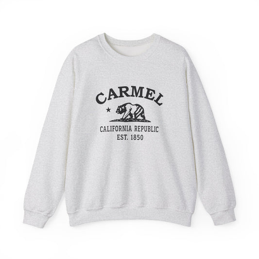 Carmel California Vintage Retro Unisex Heavy Crewneck Sweatshirt - Black Logo