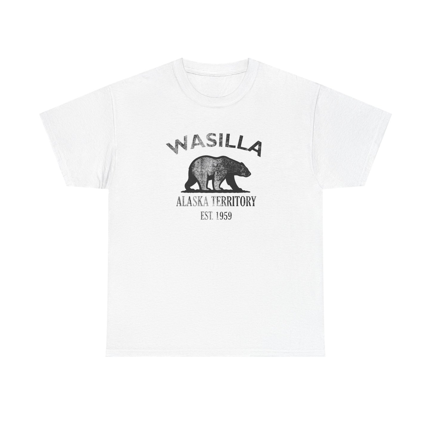 Wasilla Alaska Vintage Retro Unisex Heavy Cotton Tee - Black Logo