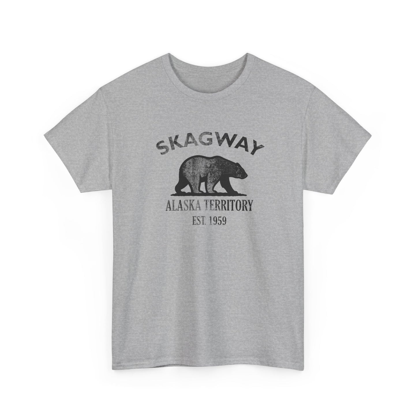 Skagway Alaska Vintage Retro Unisex Heavy Cotton Tee - Black Logo