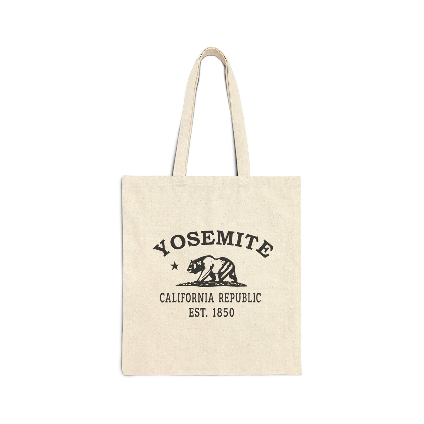 Yosemite California Vintage Retro Cotton Canvas Tote Bag - Black Logo