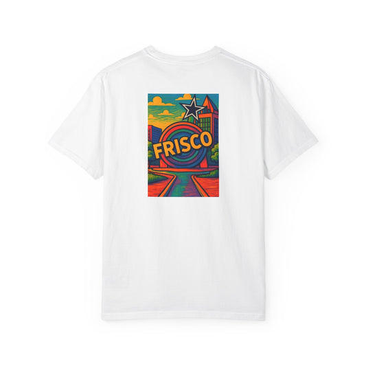 Frisco Texas Vintage Retro Back Printed Art Series Cotton Tee - Black Logo