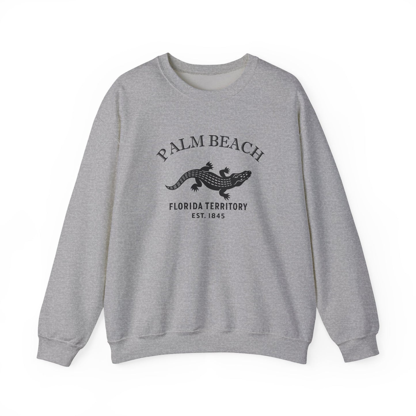 Palm Beach Florida Vintage Retro Unisex Heavy Crewneck Sweatshirt - Black Logo