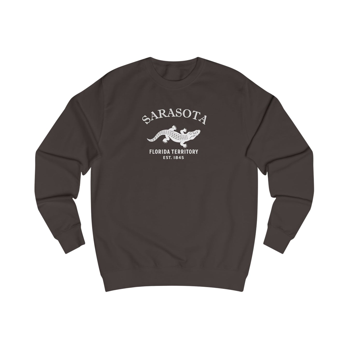 Sarasota Florida Vintage Retro Premium Crewneck Sweatshirt - White Logo - Bottle Green