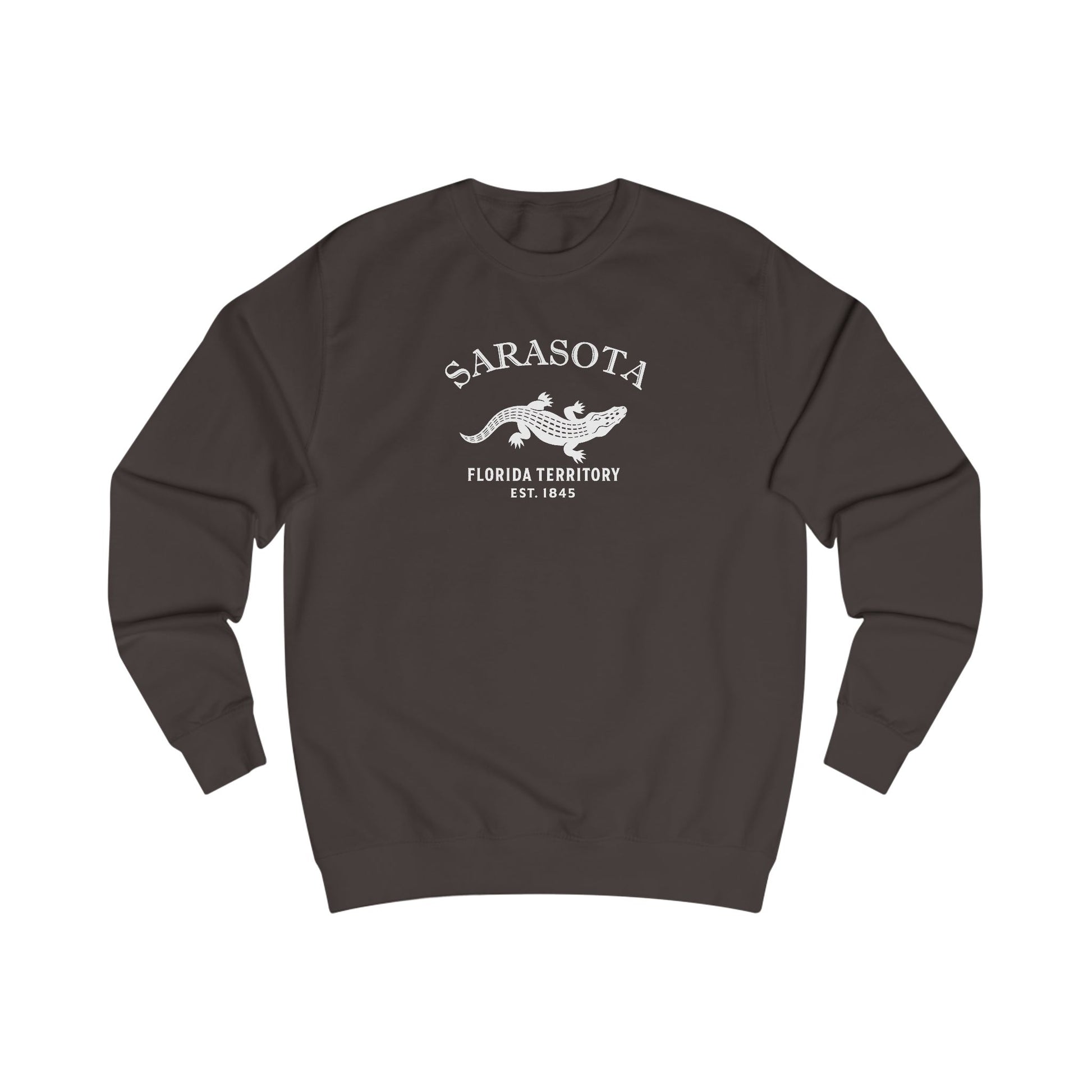 Sarasota Florida Vintage Retro Premium Crewneck Sweatshirt - White Logo - Bottle Green