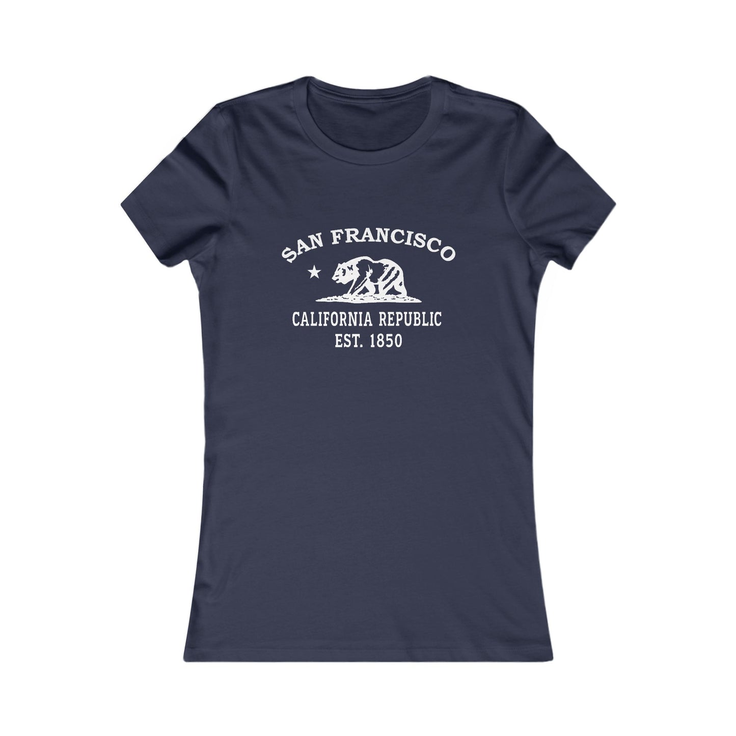 San Francisco California Vintage Retro Womens Fitted Ringspun Cotton Tee - White Logo