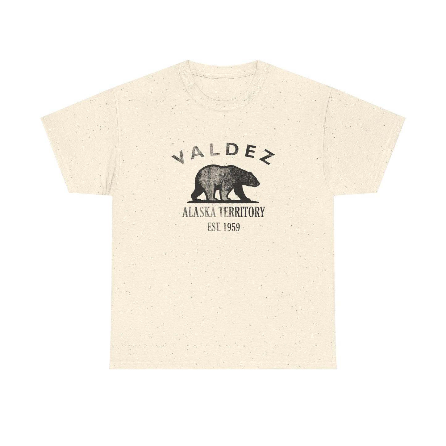 Valdez Alaska Vintage Retro Unisex Heavy Cotton Tee - Black Logo
