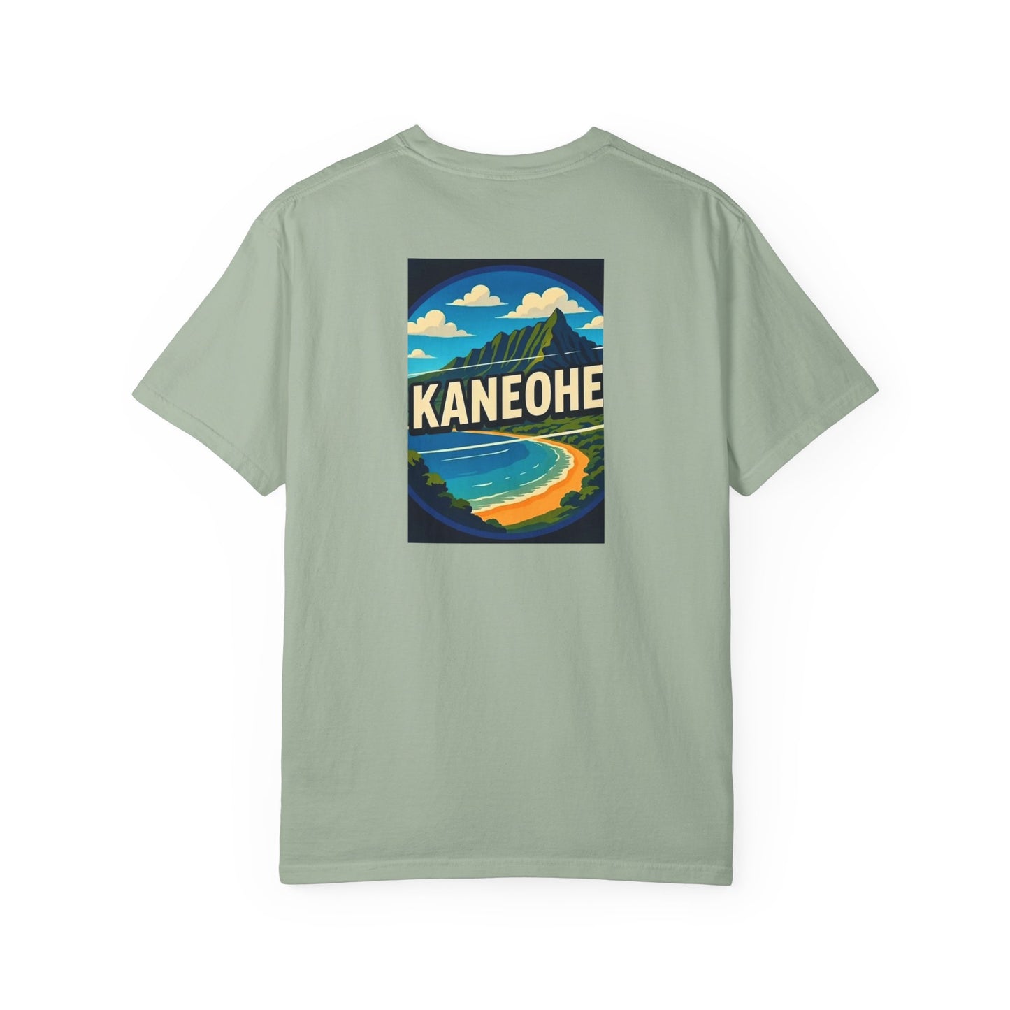 Kaneohe Hawaii Vintage Retro Back Printed Art Series Cotton Tee - Black Logo