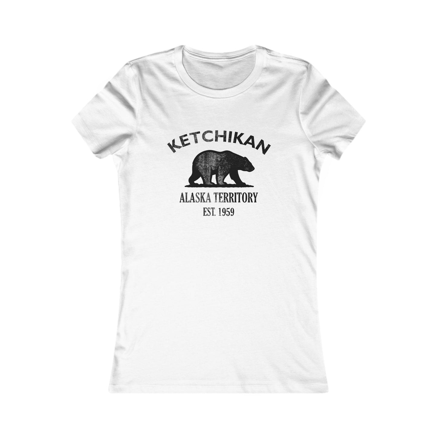 Ketchikan Alaska Ringspun Cotten Fitted Vintage Retro Womens Tee - Black Logo