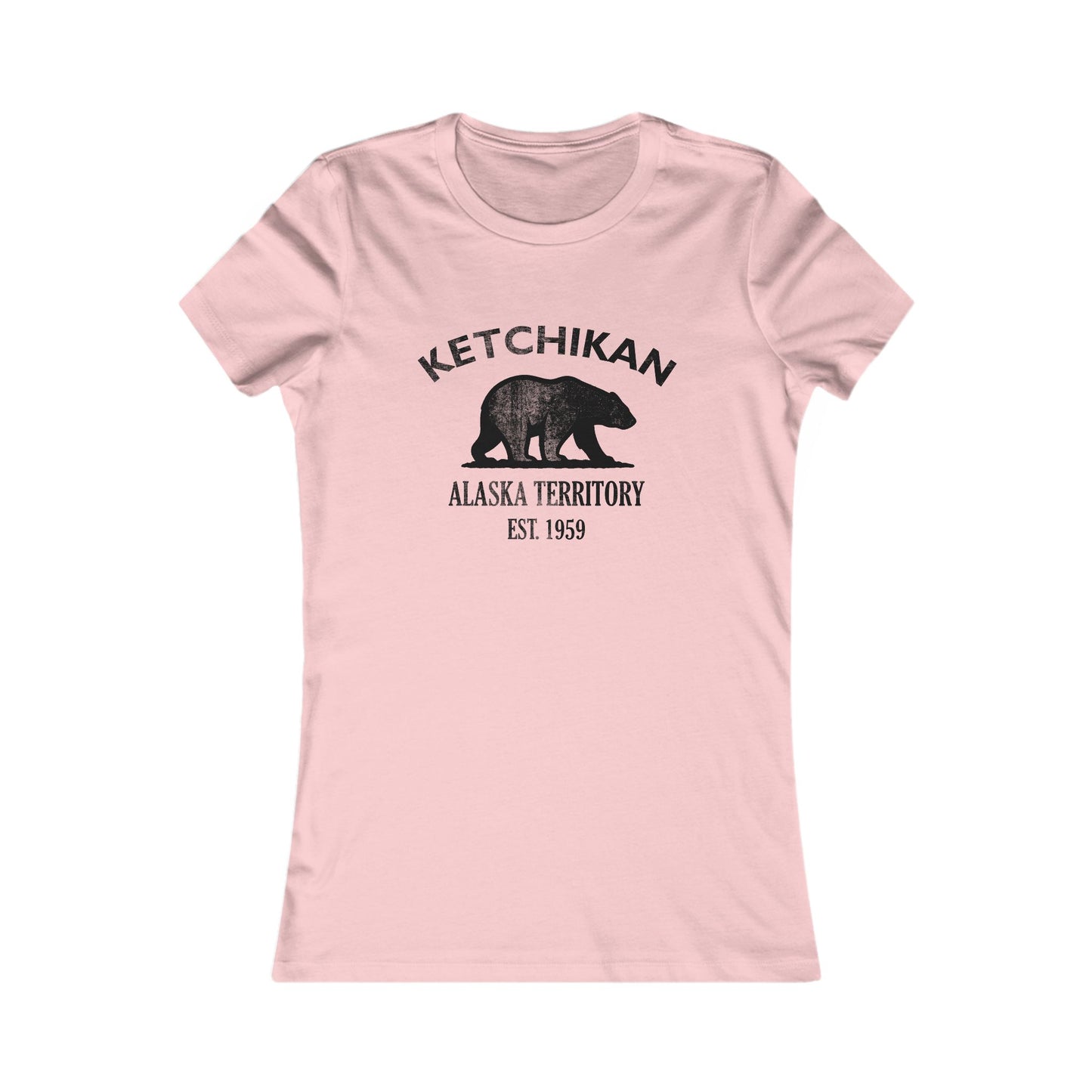 Ketchikan Alaska Ringspun Cotten Fitted Vintage Retro Womens Tee - Black Logo
