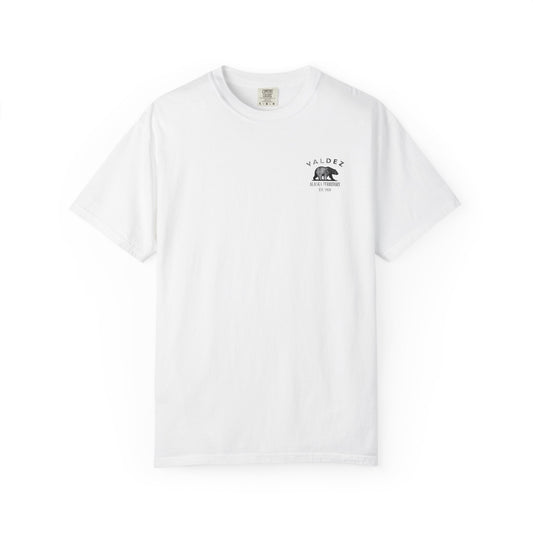 Valdez Alaska Vintage Retro Back Printed Art Series Cotton Tee - Black Logo