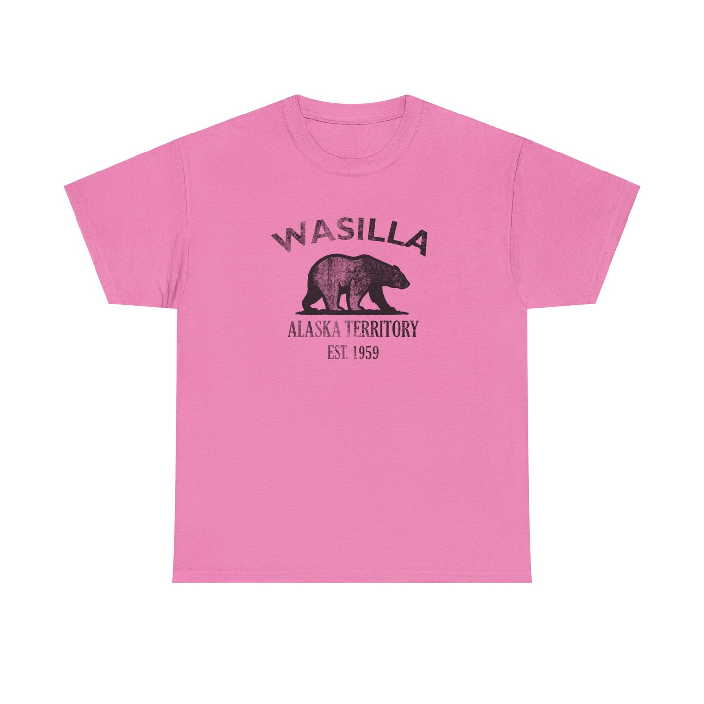 Wasilla Alaska Vintage Retro Unisex Heavy Cotton Tee - Black Logo