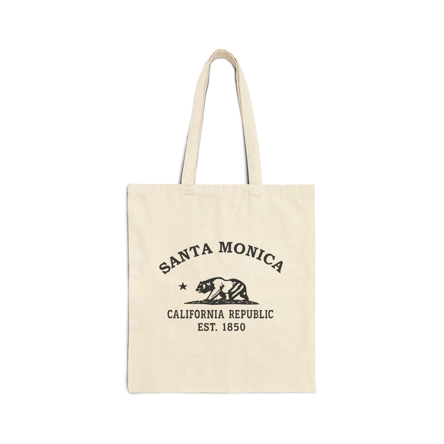 Santa Monica California Vintage Retro Cotton Canvas Tote Bag - Black Logo