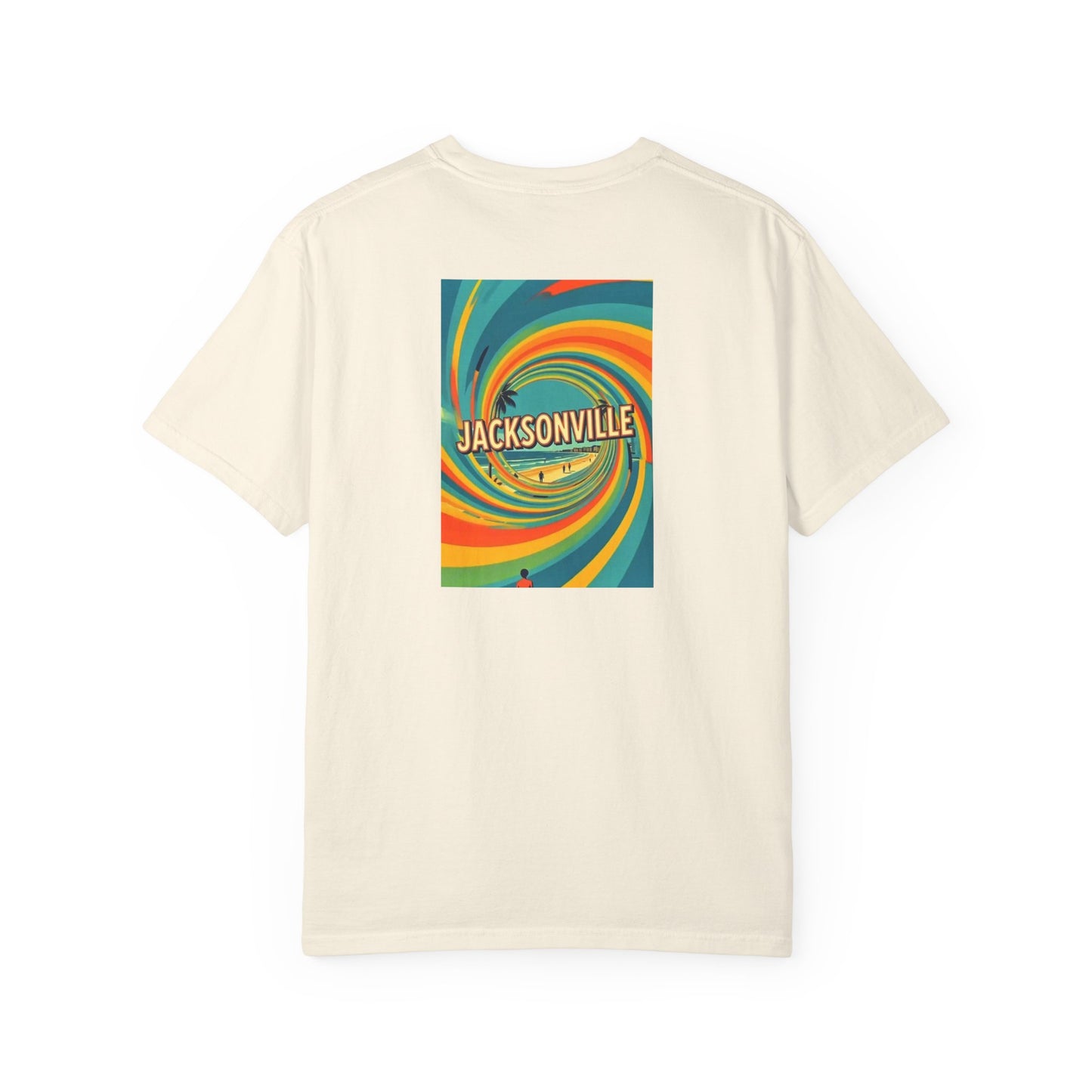 Jacksonville Florida Vintage Retro Back Printed Art Series Cotton Tee - Black Logo