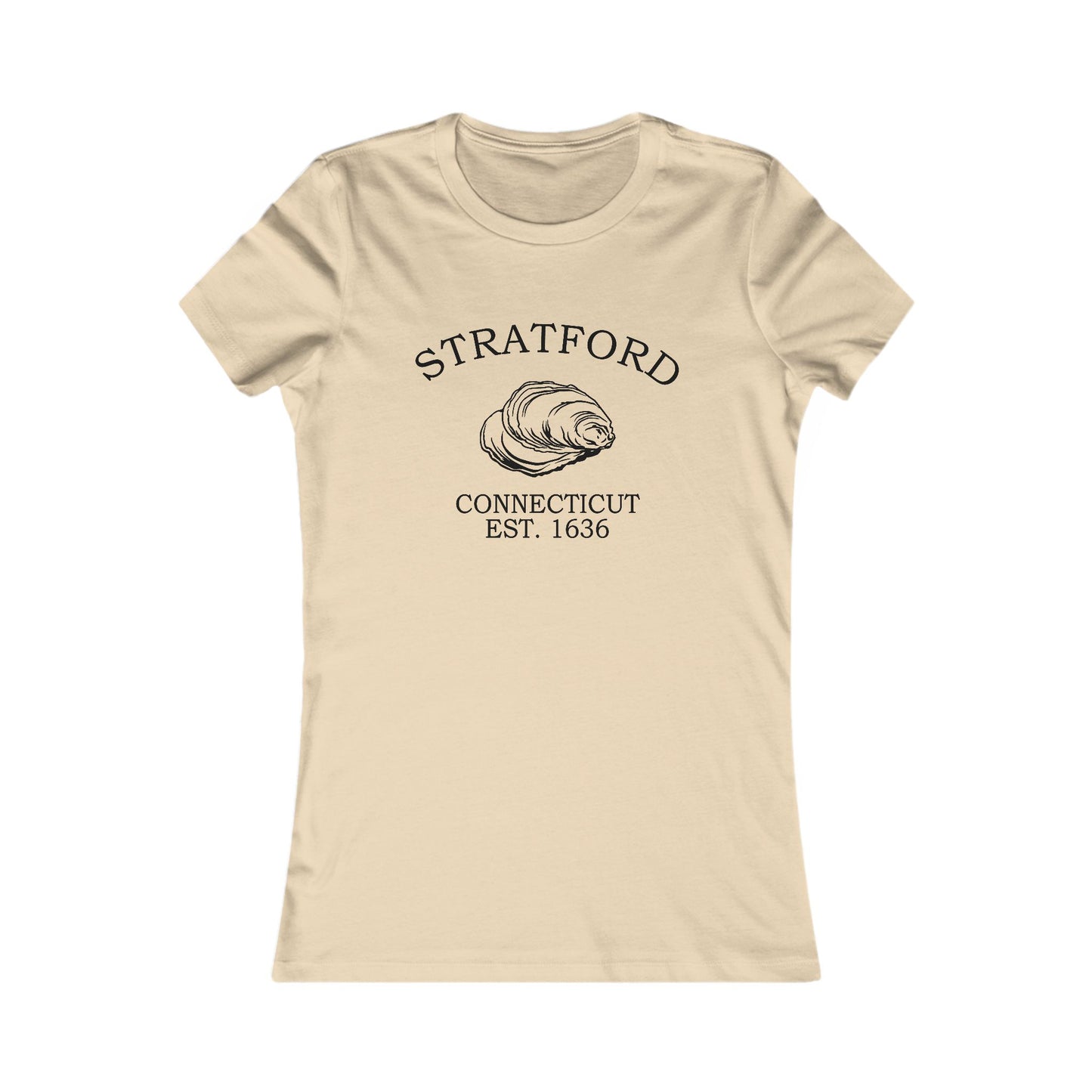 Stratford Connecticut Vintage Retro Womens Fitted Ringspun Cotton Tee - Black Logo