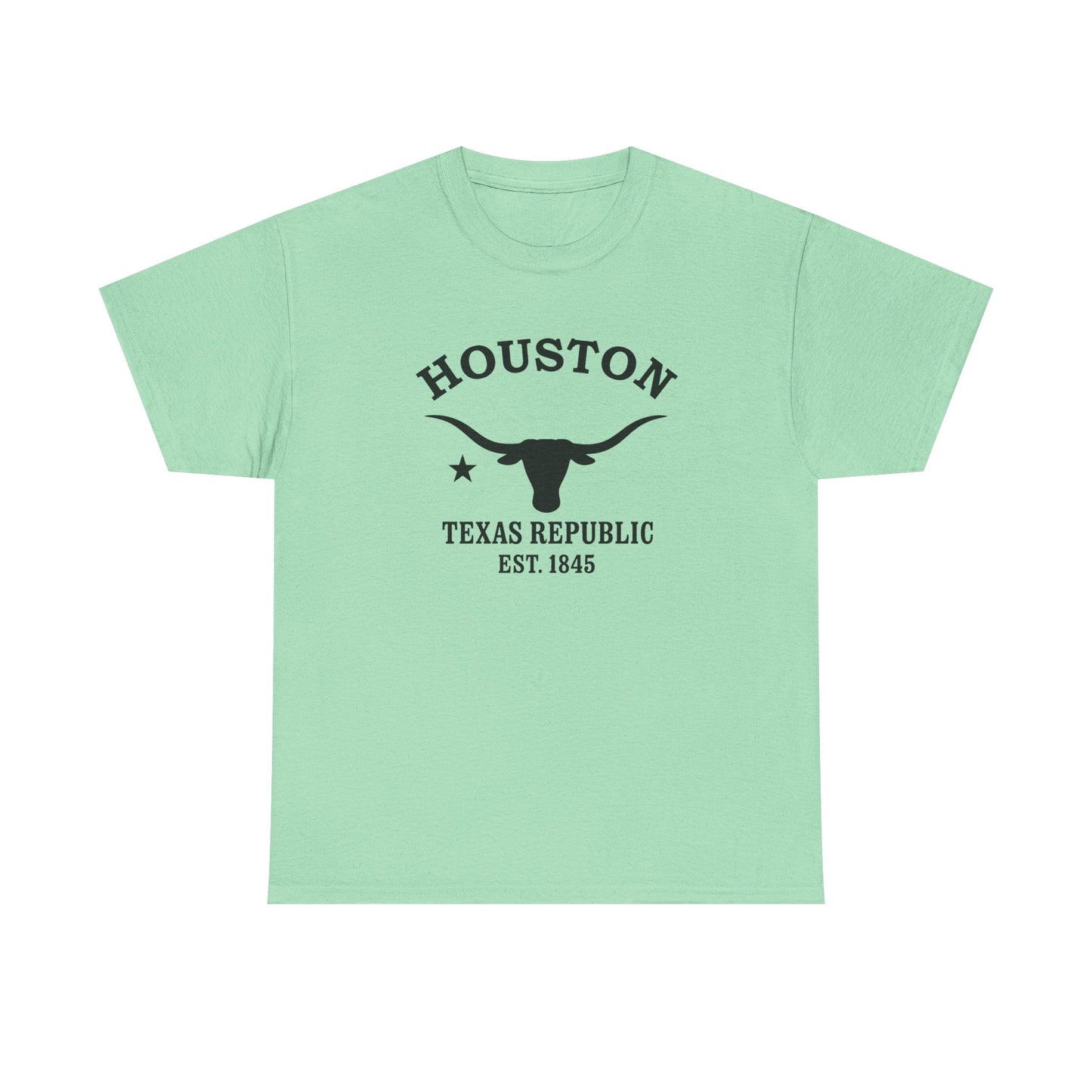 Houston Texas Vintage Retro Unisex Heavy Cotton Tee - Black Logo