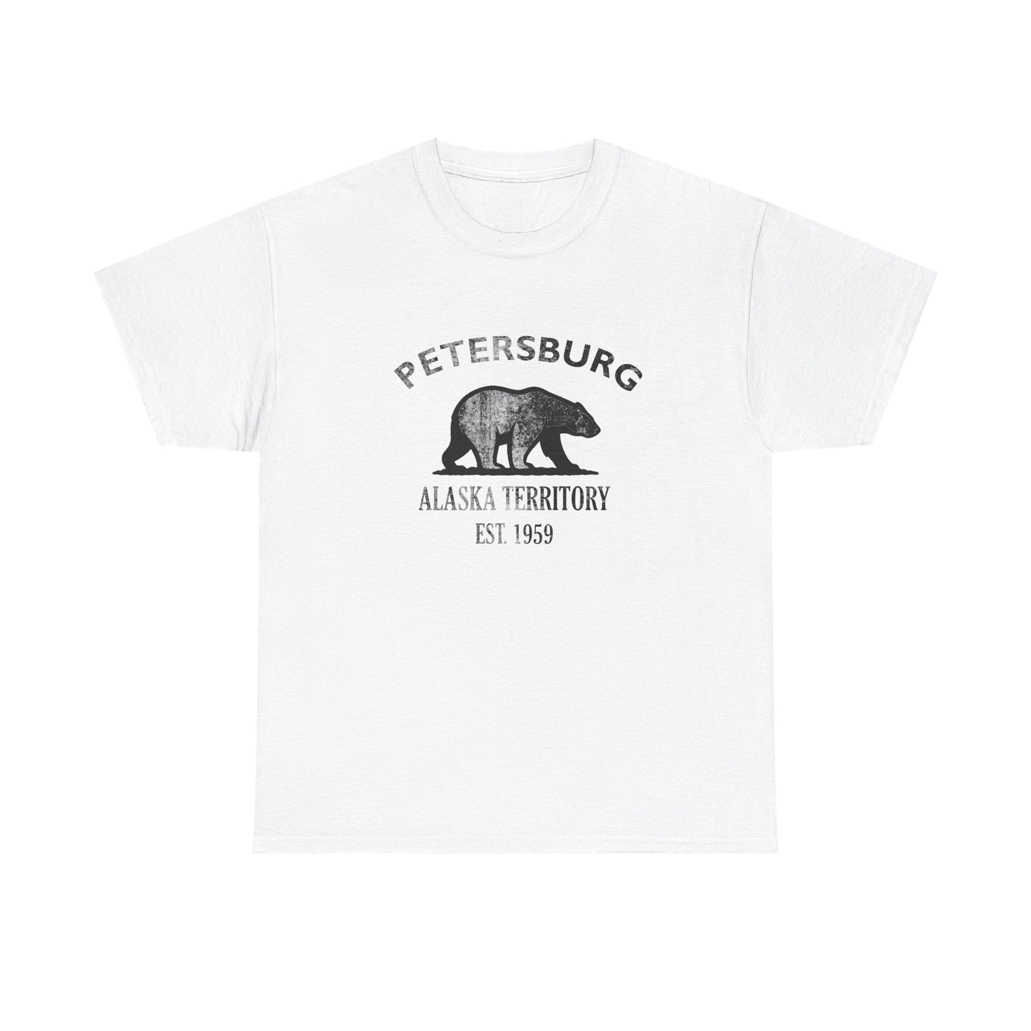 Petersburg Alaska Vintage Retro Unisex Heavy Cotton Tee - Black Logo