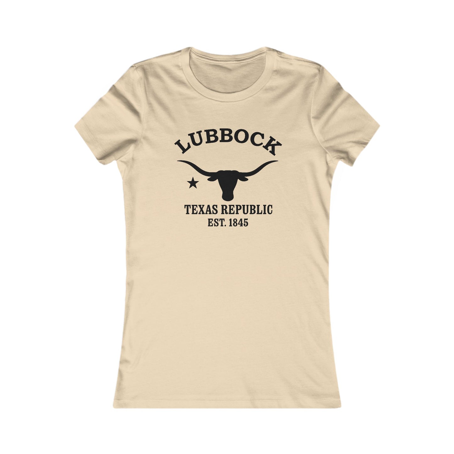 Lubbock Texas Vintage Retro Womens Fitted Ringspun Cotton Tee - Black Logo