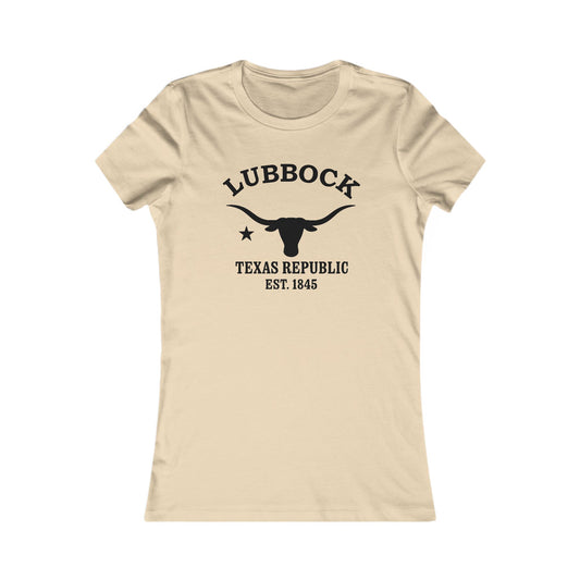 Lubbock Texas Vintage Retro Womens Fitted Ringspun Cotton Tee - Black Logo