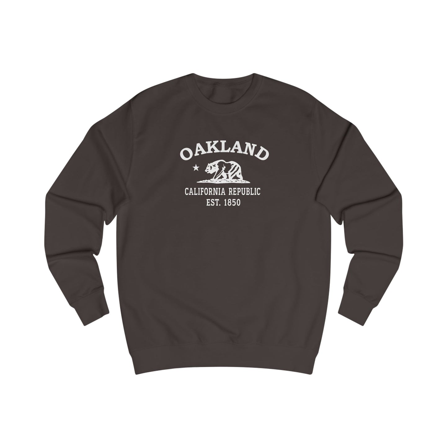 Oakland California Vintage Retro Premium Crewneck Sweatshirt - White Logo - Bottle Green