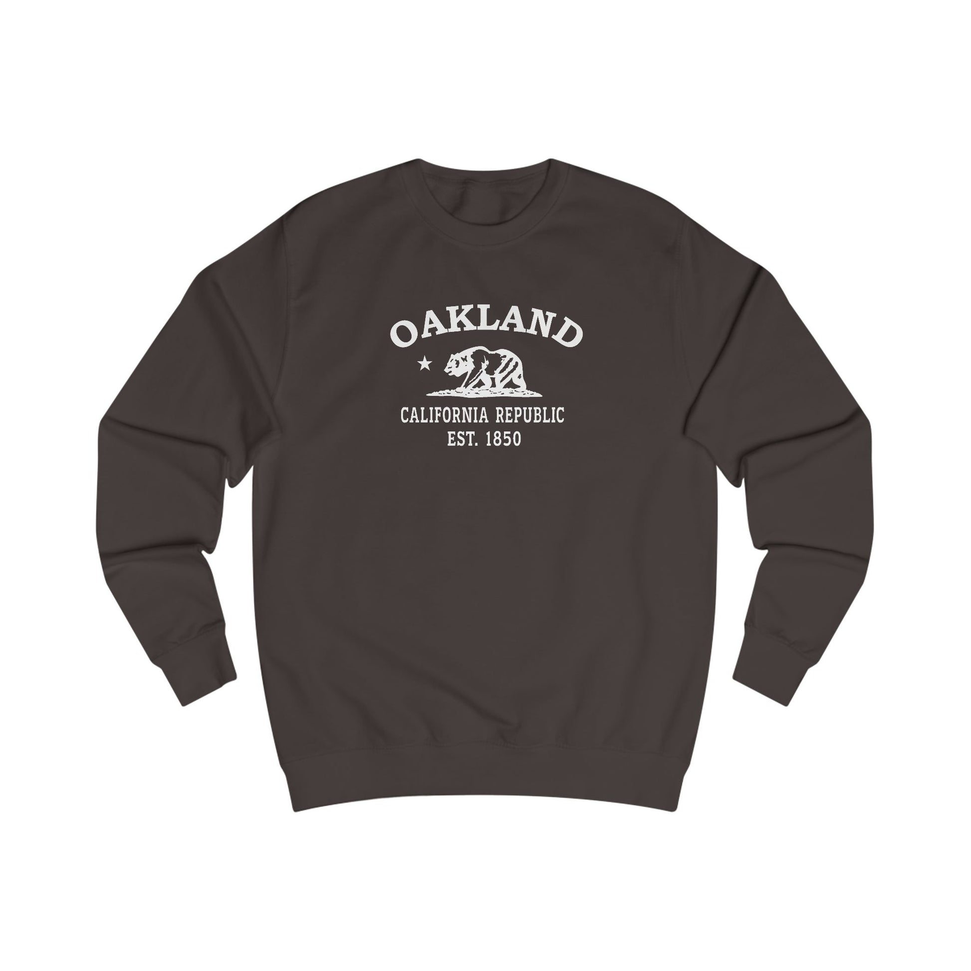 Oakland California Vintage Retro Premium Crewneck Sweatshirt - White Logo - Bottle Green